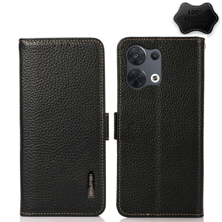 KHAZNEH Side-Magnetic Litchi Genuine Leather RFID Phone Case