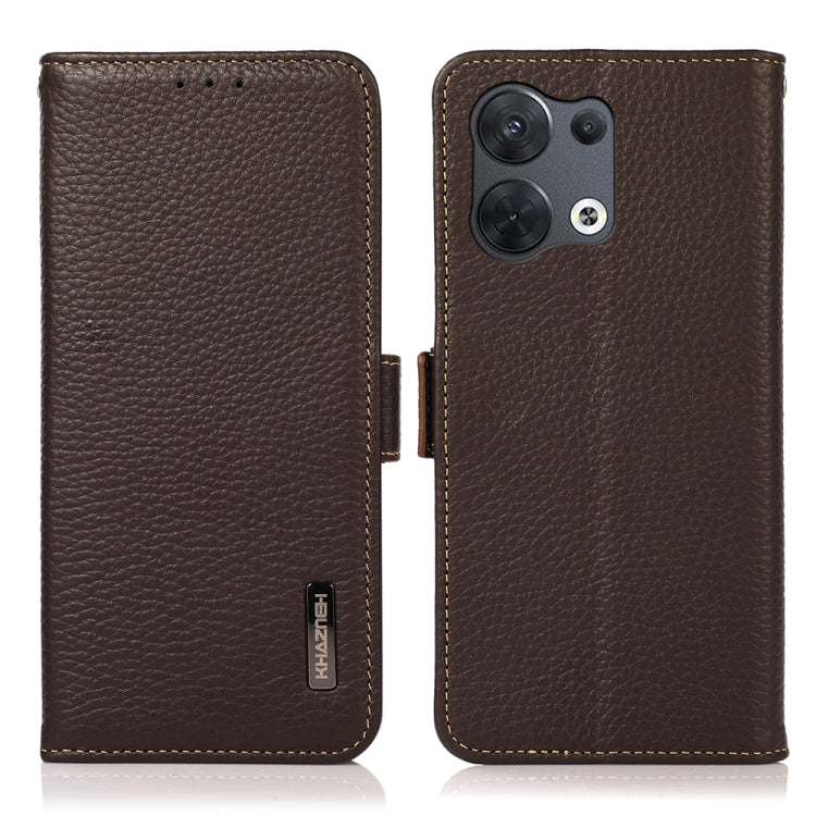 KHAZNEH Side-Magnetic Litchi Genuine Leather RFID Phone Case