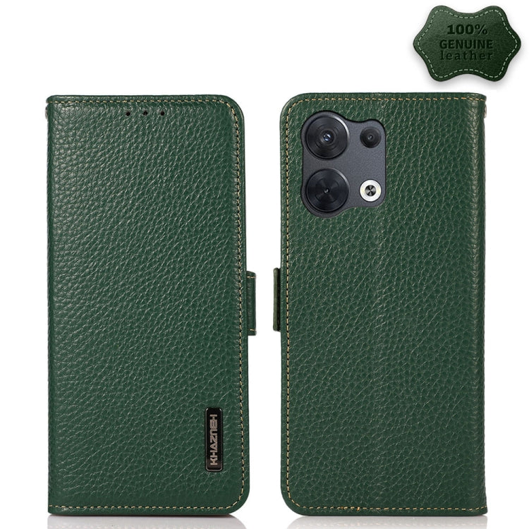 KHAZNEH Side-Magnetic Litchi Genuine Leather RFID Phone Case