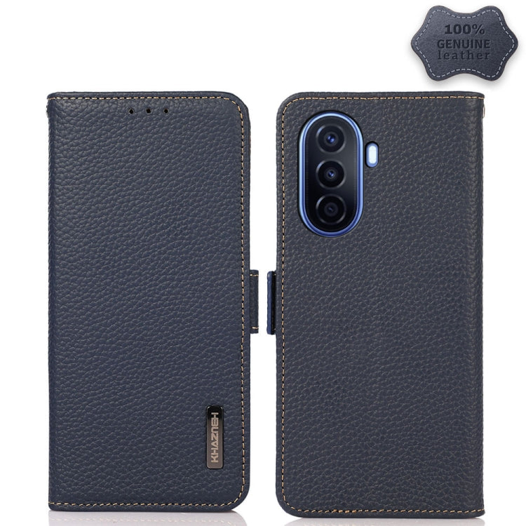 KHAZNEH Side-Magnetic Litchi Genuine Leather RFID Phone Case