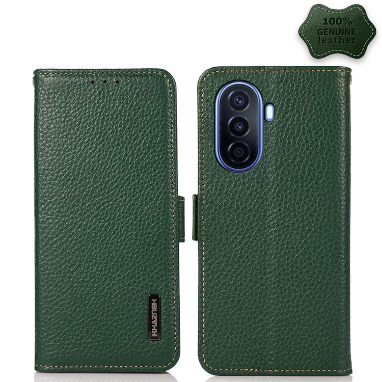 KHAZNEH Side-Magnetic Litchi Genuine Leather RFID Phone Case
