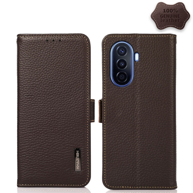 KHAZNEH Side-Magnetic Litchi Genuine Leather RFID Phone Case