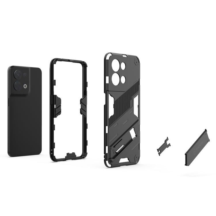 Punk Armor 2 in 1 PC + TPU Shockproof Phone Case with Invisible Holder, For OPPO Reno8, For OPPO Reno8 Pro, For OPPO Reno8 Pro+, For Xiaomi Poco M4 5G