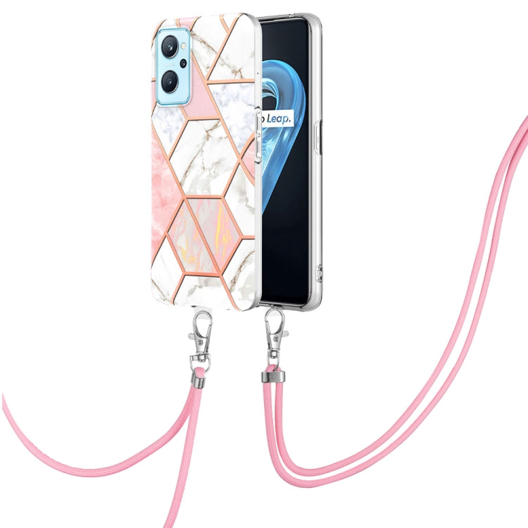 Electroplating Splicing Marble TPU Phone Case with Lanyard, For OPPO Realme 9 pro + 5G, For OPPO Realme 9 pro 5G, For OPPO Realme 9i/A36/A96