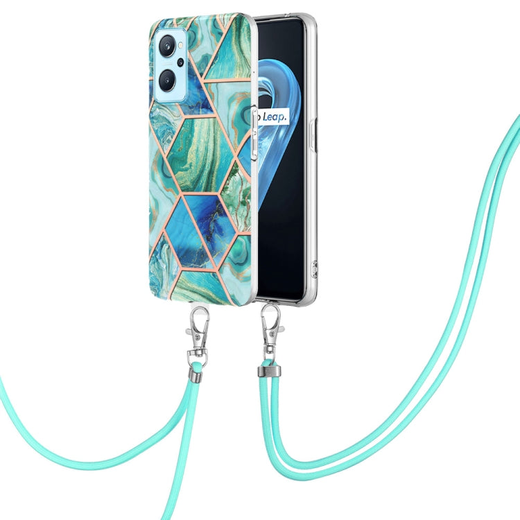 Electroplating Splicing Marble TPU Phone Case with Lanyard, For OPPO Realme 9 pro + 5G, For OPPO Realme 9 pro 5G, For OPPO Realme 9i/A36/A96