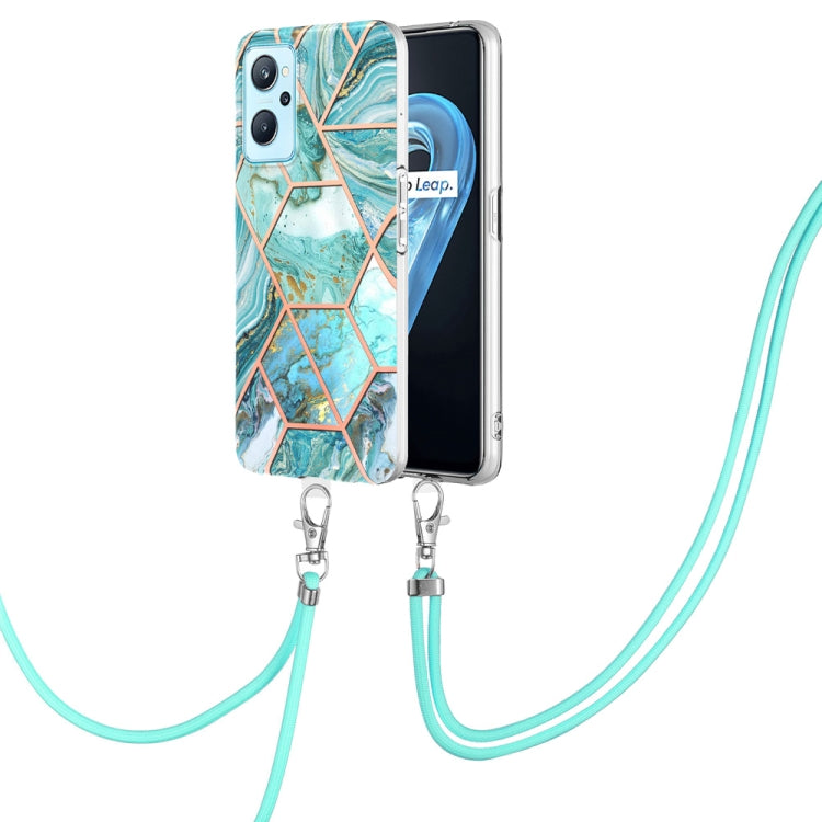 Electroplating Splicing Marble TPU Phone Case with Lanyard, For OPPO Realme 9 pro + 5G, For OPPO Realme 9 pro 5G, For OPPO Realme 9i/A36/A96