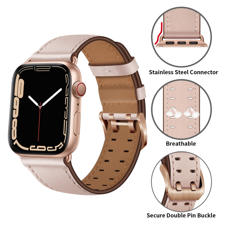 Double Buckles Leather Watch Band For Apple Watch Series