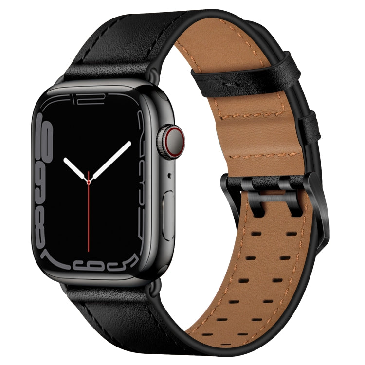 Double Buckles Leather Watch Band For Apple Watch Series