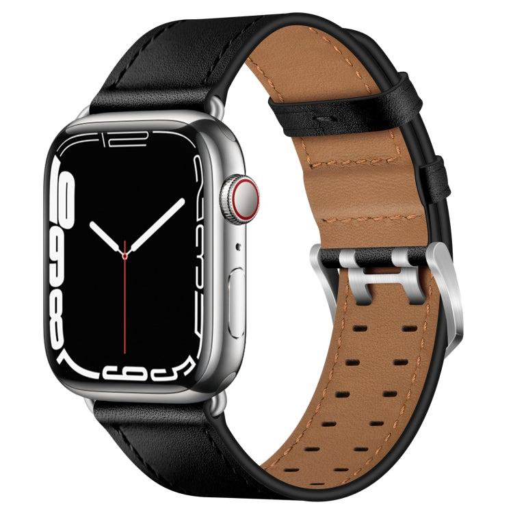 Double Buckles Leather Watch Band For Apple Watch Series