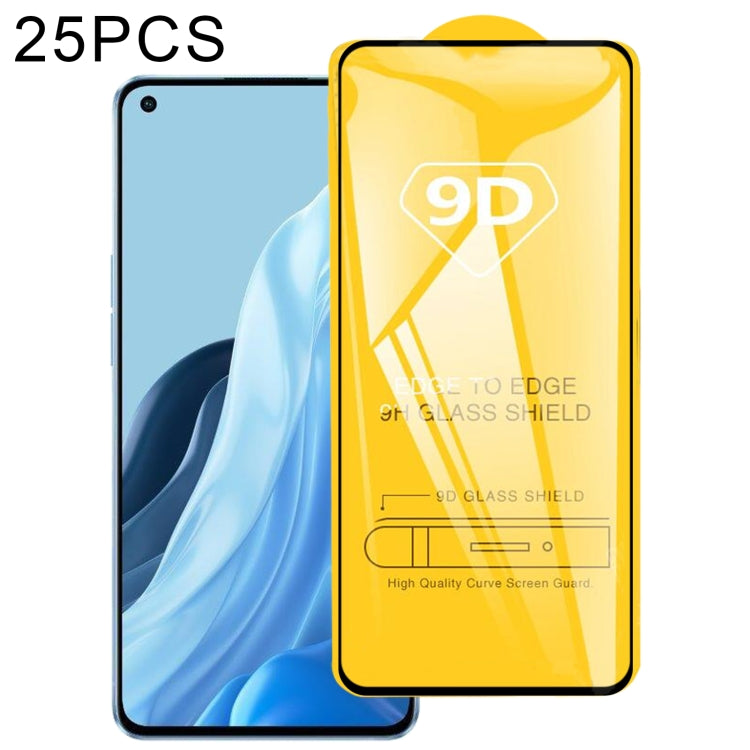 25 PCS 9D Full Glue Screen Tempered Glass Film, For Huawei nova Y90 (25 PCS), For OPPO Reno7 A (25 PCS)