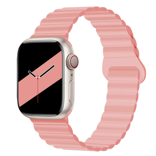 Reverse Buckle Magnetic Silicone Watch Band For Apple Watch Series, 7 45mm / 6&SE&5&4 44mm / 3&2&1 42mm, 7 41mm / 6&SE&5&4 40mm / 3&2&1 38mm