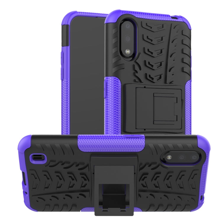 Tire Texture Shockproof TPU+PC Protective Case with Holder, For Galaxy A01, For Motorola One Macro, For OPPO Realme XT, For Motorola G8 Play