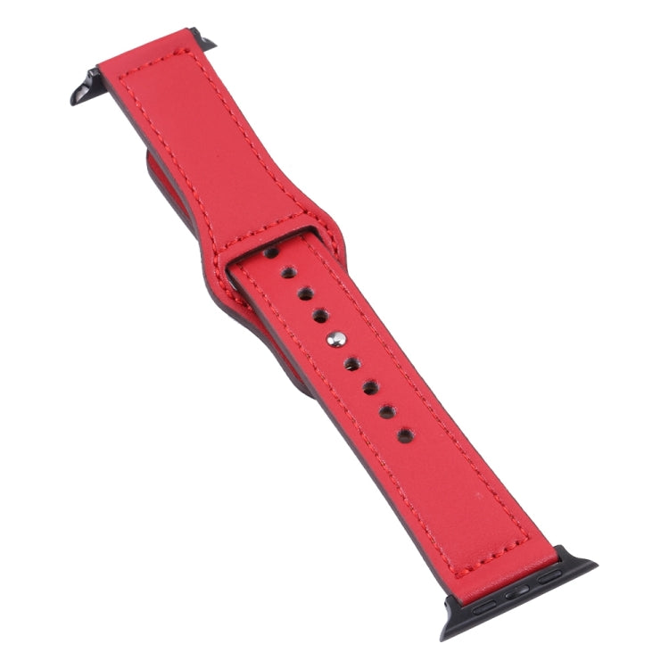 PU Leather Black Buckle Watch Band For Apple Watch Series, 7 45mm / 6&amp;SE&amp;5&amp;4 44mm / 3&amp;2&amp;1 42mm