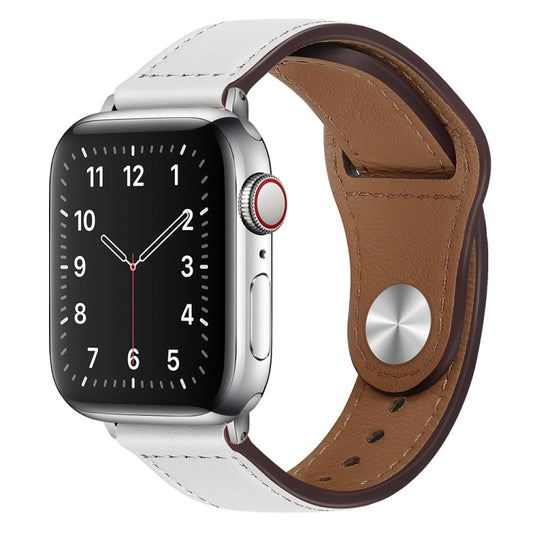 PU Leather Silver Buckle Watch Band For Apple Watch Series, 7 45mm / 6&SE&5&4 44mm / 3&2&1 42mm