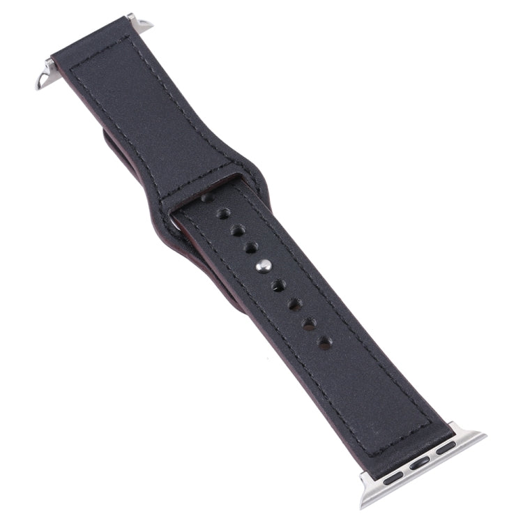 PU Leather Silver Buckle Watch Band For Apple Watch Series, 7 45mm / 6&amp;SE&amp;5&amp;4 44mm / 3&amp;2&amp;1 42mm