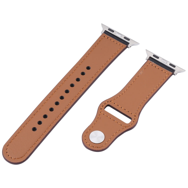 PU Leather Silver Buckle Watch Band For Apple Watch Series, 7 45mm / 6&amp;SE&amp;5&amp;4 44mm / 3&amp;2&amp;1 42mm