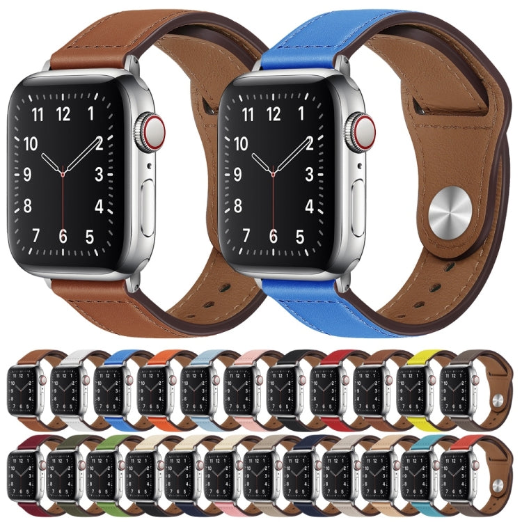 PU Leather Silver Buckle Watch Band For Apple Watch Series, 7 41mm / 6&amp;SE&amp;5&amp;4 40mm / 3&amp;2&amp;1 38mm