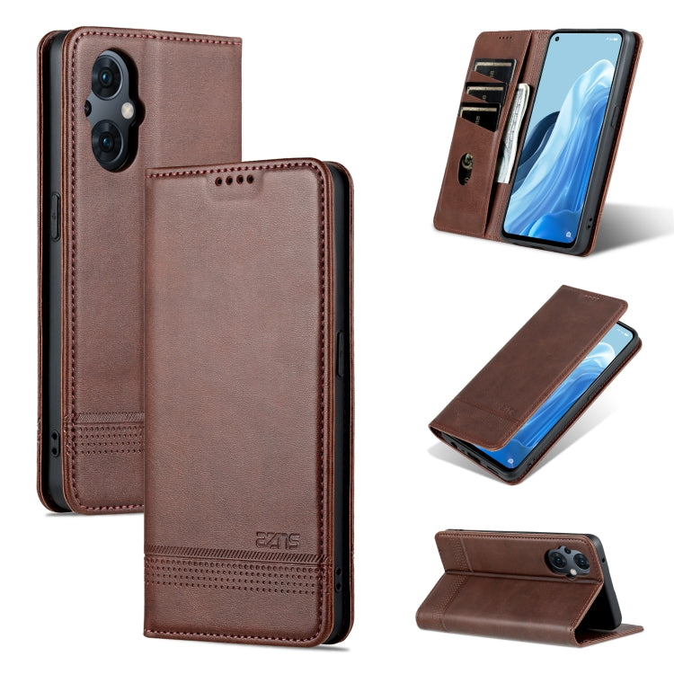 AZNS Magnetic Calf Texture Flip Leather Phone Case, For OPPO Reno8 Lite, For Honor Play 30