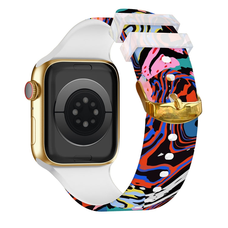 Square Buckle Color Printing Watch Band For Apple Watch Series, 7 45mm / 6&amp;SE&amp;5&amp;4 44mm / 3&amp;2&amp;1 42mm