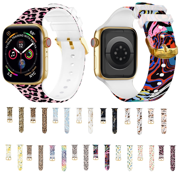 Square Buckle Color Printing Watch Band For Apple Watch Series, 7 41mm / 6&amp;SE&amp;5&amp;4 40mm / 3&amp;2&amp;1 38mm