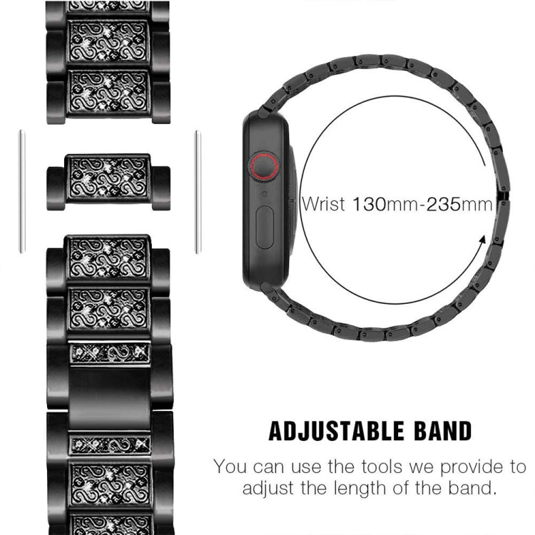 Diamond Metal Watch Band For Apple Watch Series, 7 45mm / 6&amp;SE&amp;5&amp;4 44mm / 3&amp;2&amp;1 42mm, 7 41mm / 6&amp;SE&amp;5&amp;4 40mm / 3&amp;2&amp;1 38mm