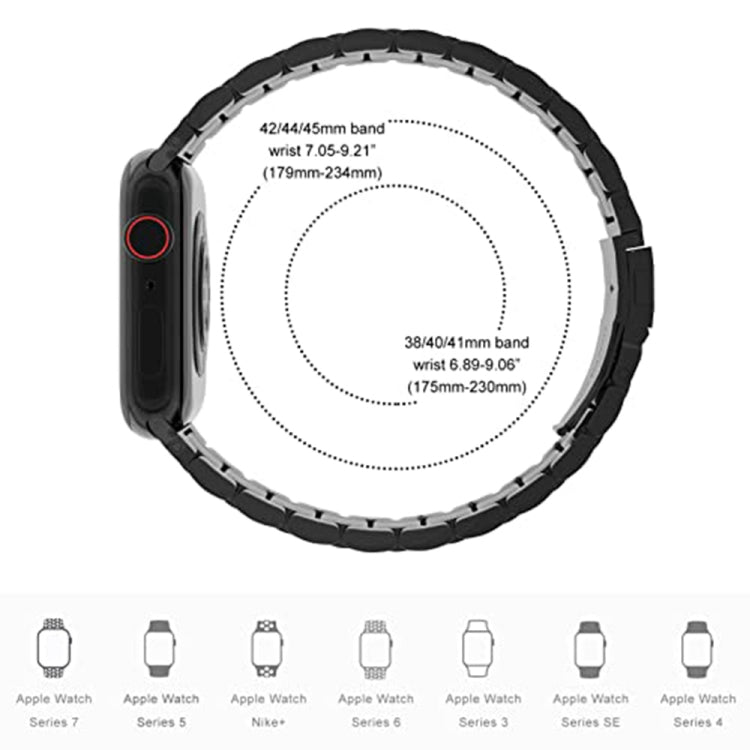 5-bead Stainless Steel Watch Band For Apple Watch Series, 7 45mm / 6&SE&5&4 44mm / 3&2&1 42mm, 7 41mm / 6&SE&5&4 40mm / 3&2&1 38mm