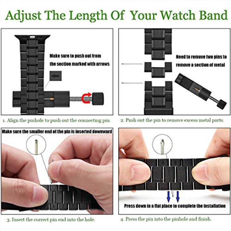 5-bead Stainless Steel Watch Band For Apple Watch Series, 7 45mm / 6&SE&5&4 44mm / 3&2&1 42mm, 7 41mm / 6&SE&5&4 40mm / 3&2&1 38mm