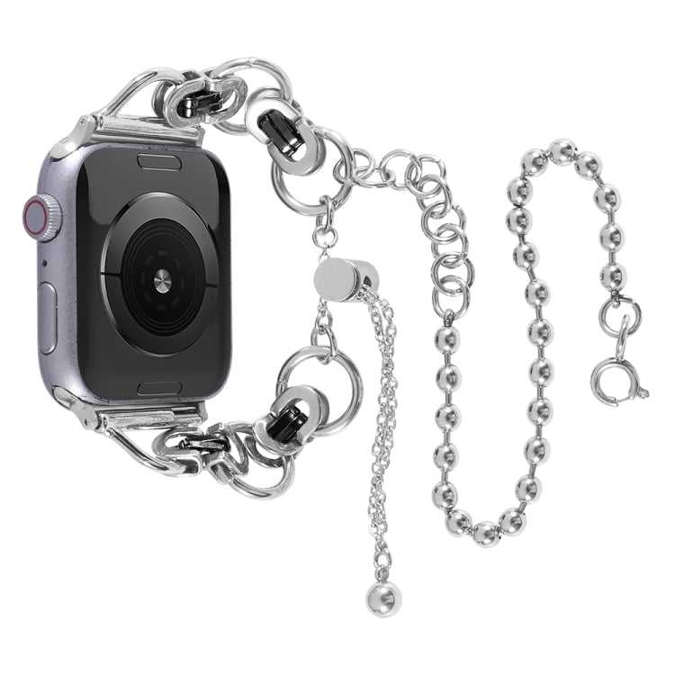 Double Chain 2-bead Stainless Steel Watch Band For Apple Watch Series, 7 45mm / 6&amp;SE&amp;5&amp;4 44mm / 3&amp;2&amp;1 42mm, 7 41mm / 6&amp;SE&amp;5&amp;4 40mm / 3&amp;2&amp;1 38mm
