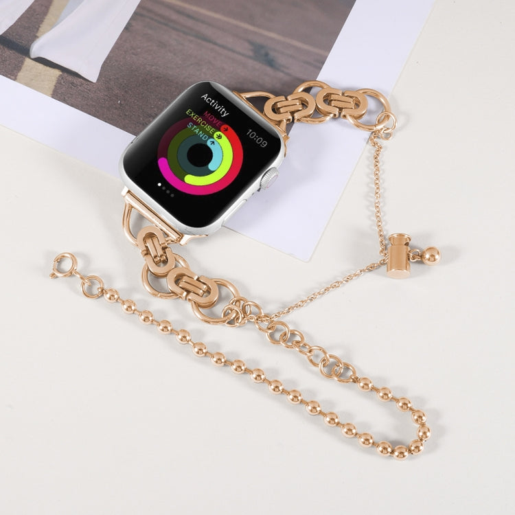 Double Chain 2-bead Stainless Steel Watch Band For Apple Watch Series, 7 45mm / 6&amp;SE&amp;5&amp;4 44mm / 3&amp;2&amp;1 42mm, 7 41mm / 6&amp;SE&amp;5&amp;4 40mm / 3&amp;2&amp;1 38mm
