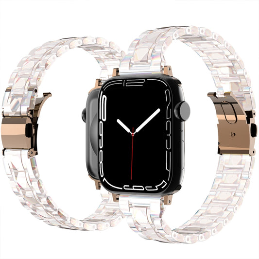 Electroplated Acrylic Watch Band For Apple Watch Series, 7 45mm / 6&amp;SE&amp;5&amp;4 44mm / 3&amp;2&amp;1 42mm, 7 41mm / 6&amp;SE&amp;5&amp;4 40mm / 3&amp;2&amp;1 38mm