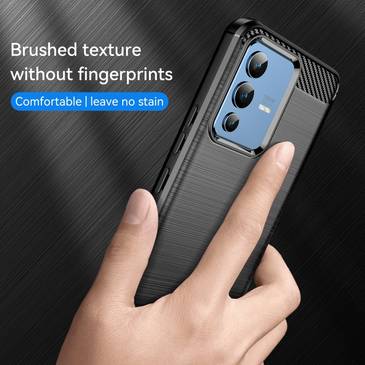 Brushed Texture Carbon Fiber TPU Phone Case, For vivo S12, For vivo V23 5G, For vivo S12 Pro, For vivo V23 Pro, For vivo T1 5G, For vivo Y55 5G, For vivo Y75 5G