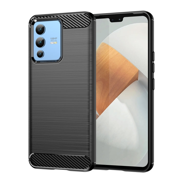 Brushed Texture Carbon Fiber TPU Phone Case, For vivo S12, For vivo V23 5G, For vivo S12 Pro, For vivo V23 Pro, For vivo T1 5G, For vivo Y55 5G, For vivo Y75 5G