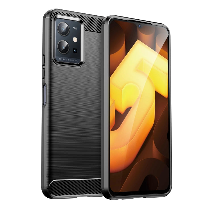 Brushed Texture Carbon Fiber TPU Phone Case, For vivo S12, For vivo V23 5G, For vivo S12 Pro, For vivo V23 Pro, For vivo T1 5G, For vivo Y55 5G, For vivo Y75 5G