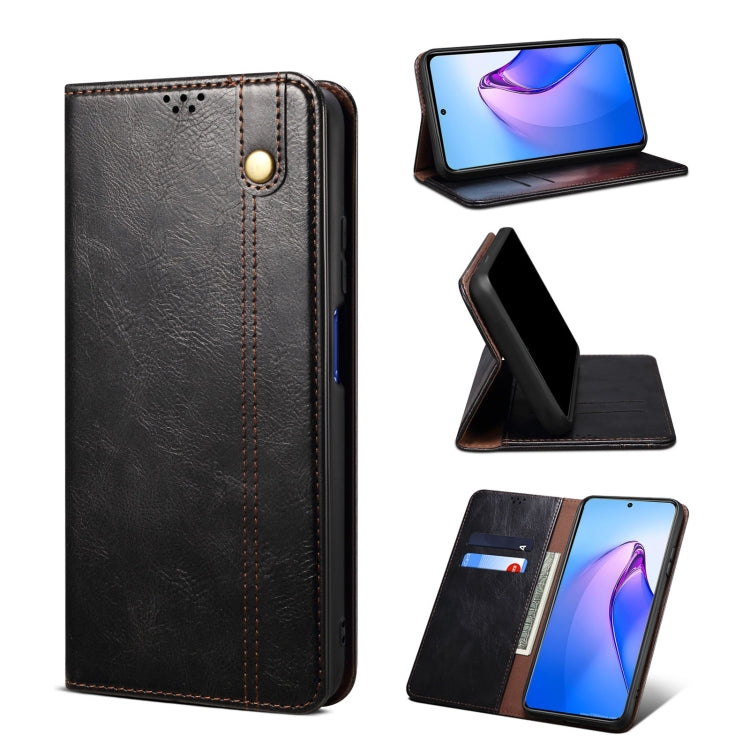 Simple Wax Crazy Horse Texture Leather Phone Case, For OPPO Reno8 Pro+, For OPPO Reno8 Pro, For OPPO Reno8