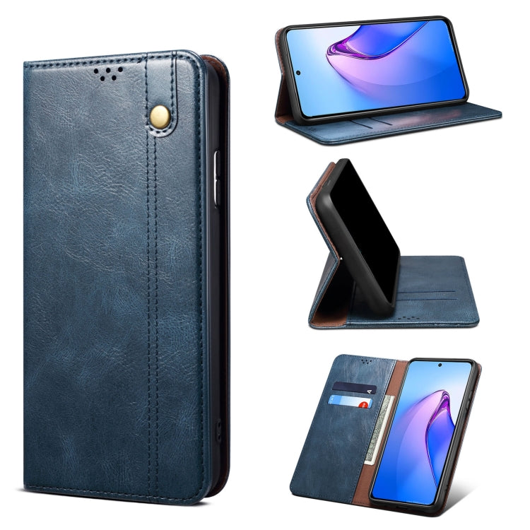 Simple Wax Crazy Horse Texture Leather Phone Case, For OPPO Reno8 Pro+, For OPPO Reno8 Pro, For OPPO Reno8