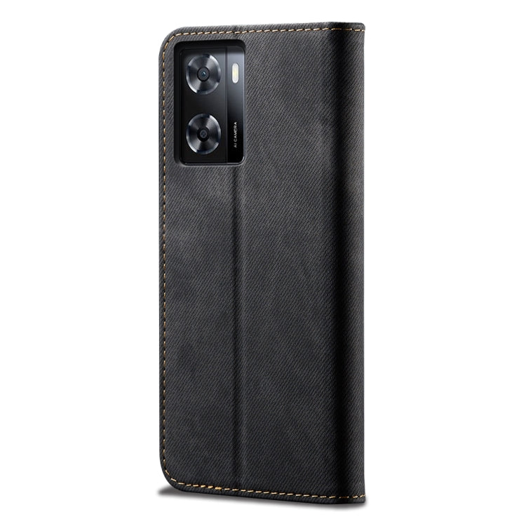 Denim Texture Casual Style Horizontal Flip Leather Phone Case, For Realme V23 / Narzo 50 / Oppo A77 5G / A57 4G