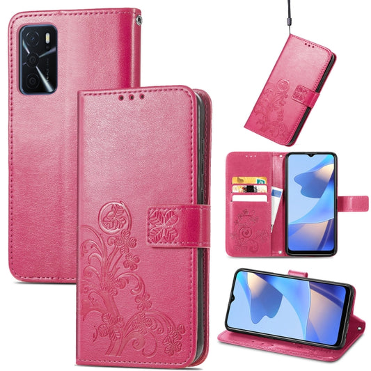 Four-leaf Clasp Embossed Buckle Leather Phone Case, For OPPO A16e