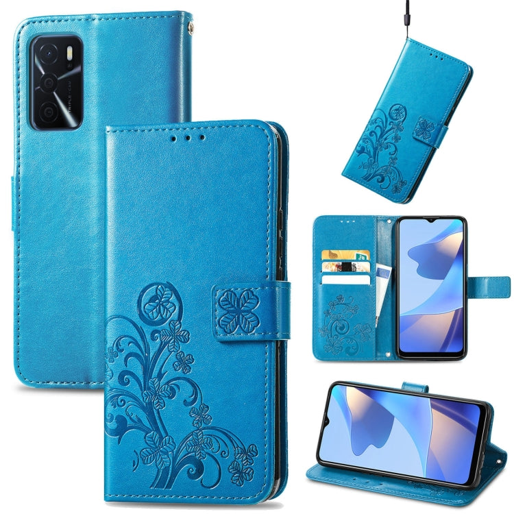 Four-leaf Clasp Embossed Buckle Leather Phone Case, For OPPO A16e