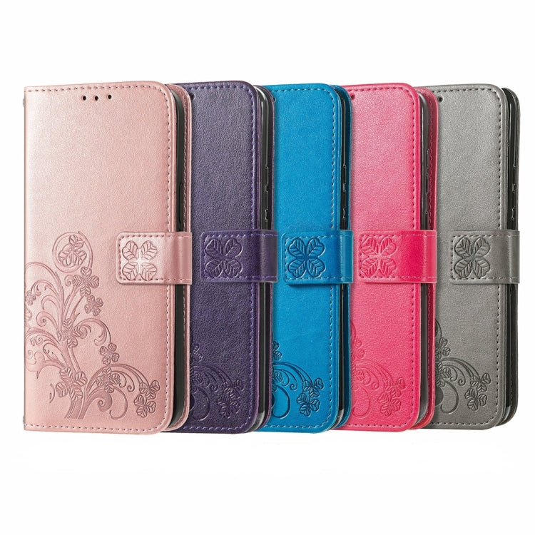 Four-leaf Clasp Embossed Buckle Leather Phone Case, For OPPO A16e