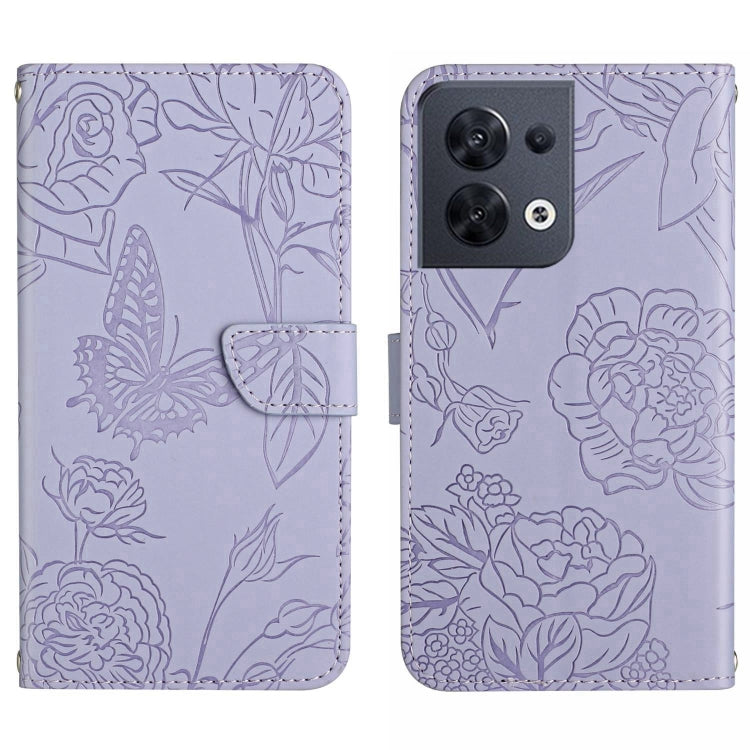 HT03 Skin Feel Butterfly Embossed Flip Leather Phone Case, For OnePlus 10T / Ace Pro, For OPPO Reno8 5G, For OPPO Reno8 Pro+ / Reno8 Pro