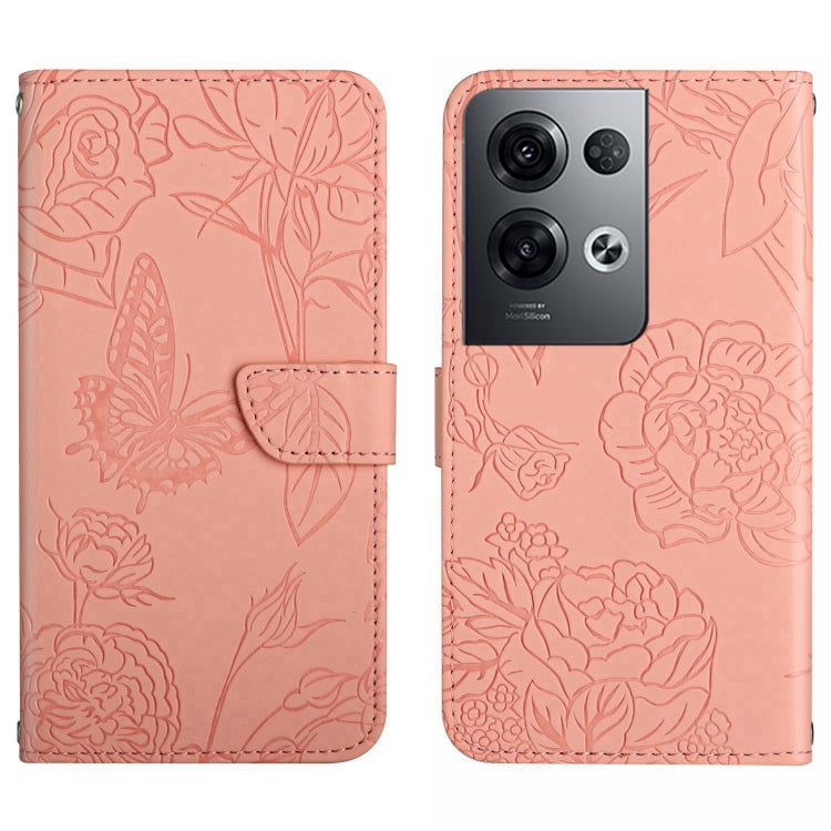 HT03 Skin Feel Butterfly Embossed Flip Leather Phone Case, For OnePlus 10T / Ace Pro, For OPPO Reno8 5G, For OPPO Reno8 Pro+ / Reno8 Pro