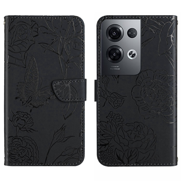 HT03 Skin Feel Butterfly Embossed Flip Leather Phone Case, For OnePlus 10T / Ace Pro, For OPPO Reno8 5G, For OPPO Reno8 Pro+ / Reno8 Pro