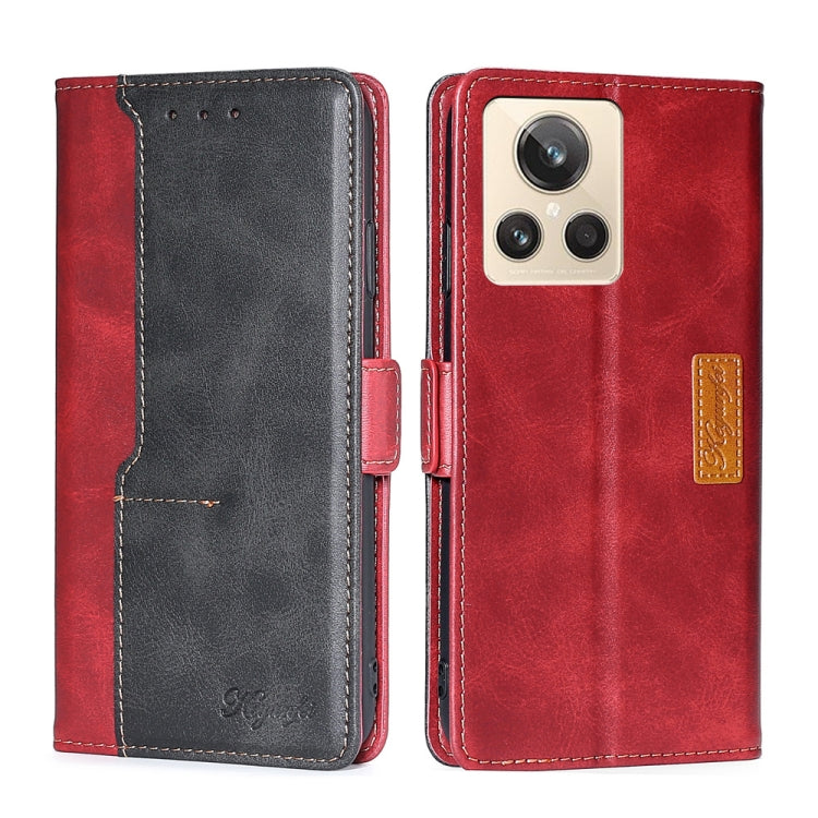 Contrast Color Side Buckle Leather Phone Case
