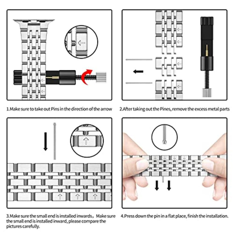 Seven-bead Ultra-thin Stainless Steel Watch Band For Apple Watch Series, 7 45mm / 6&SE&5&4 44mm / 3&2&1 42mm, 7 41mm / 6&SE&5&4 40mm / 3&2&1 38mm