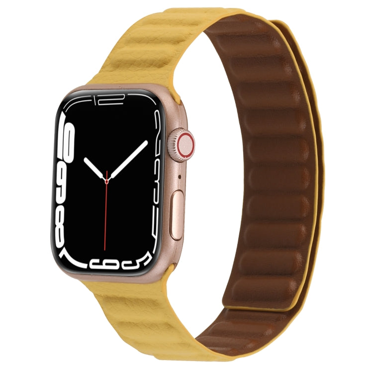 Magnetic Two-color Loop Slim Leather Watch Band For Apple Watch Series, 7 45mm / 6&SE&5&4 44mm / 3&2&1 42mm