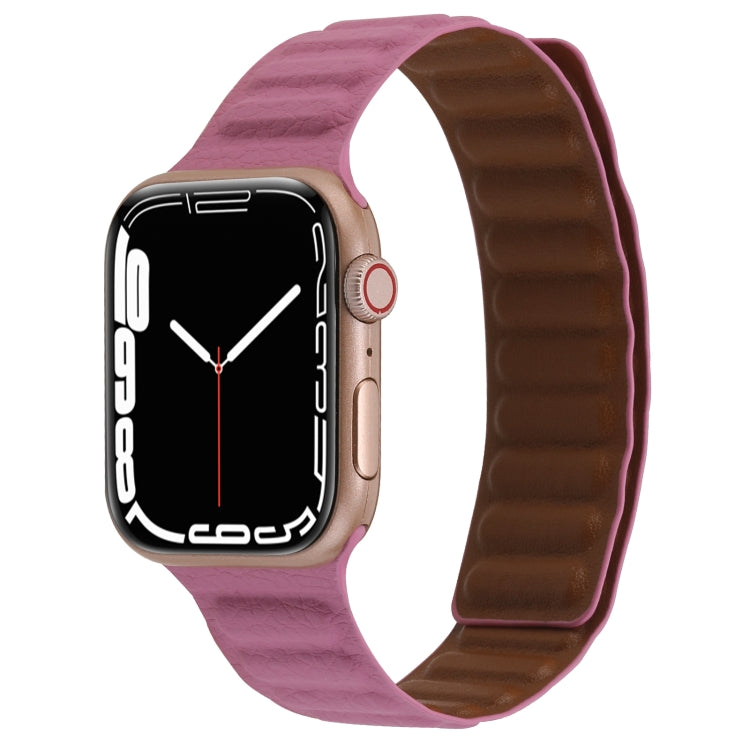 Magnetic Two-color Loop Slim Leather Watch Band For Apple Watch Series, 7 45mm / 6&SE&5&4 44mm / 3&2&1 42mm