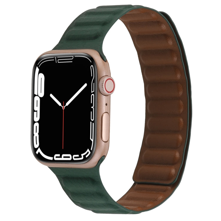 Magnetic Two-color Loop Slim Leather Watch Band For Apple Watch Series, 7 45mm / 6&SE&5&4 44mm / 3&2&1 42mm