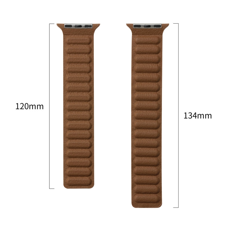 Magnetic Two-color Loop Slim Leather Watch Band For Apple Watch Series, 7 45mm / 6&SE&5&4 44mm / 3&2&1 42mm