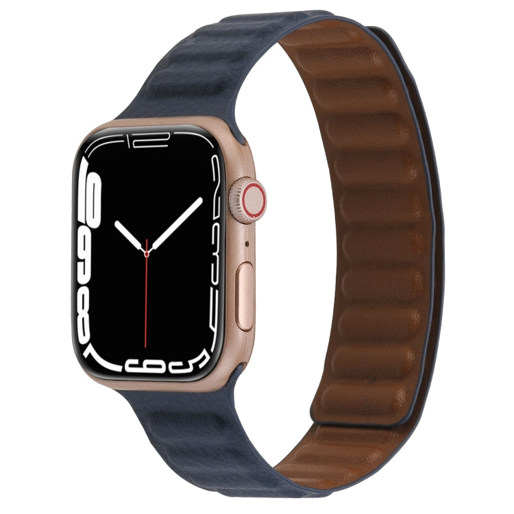 Magnetic Two-color Loop Slim Leather Watch Band For Apple Watch Series, 7 41mm / 6&SE&5&4 40mm / 3&2&1 38mm