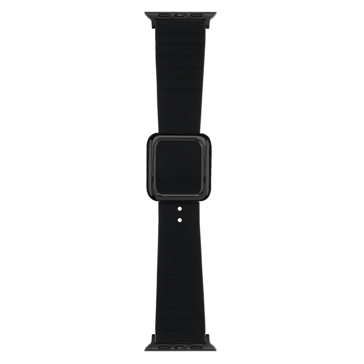 Black Square Buckle Silicone Watch Band For Apple Watch Series, 7 45mm / 6&amp;SE&amp;5&amp;4 44mm / 3&amp;2&amp;1 42mm